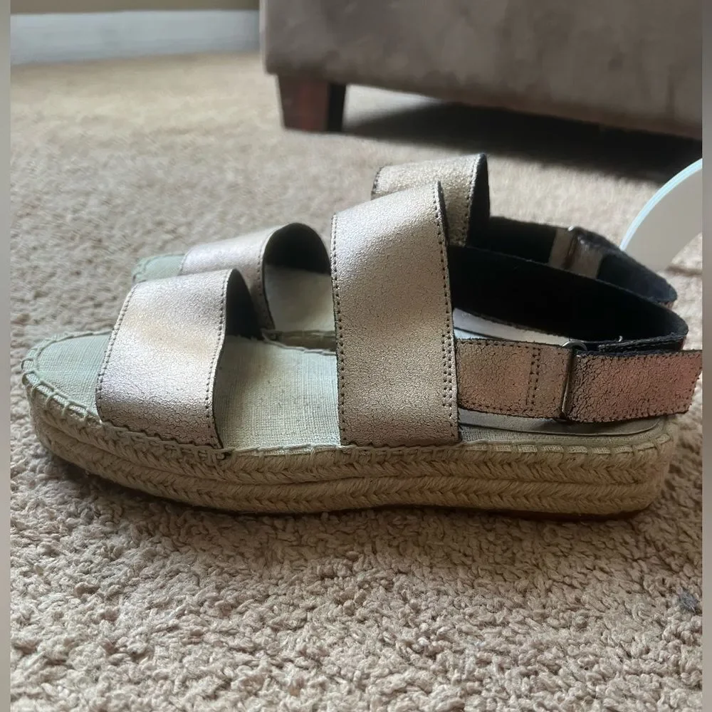 Splendid Aubrey Metallic Leather Espadrille Flatform Slingback Sandals size 8